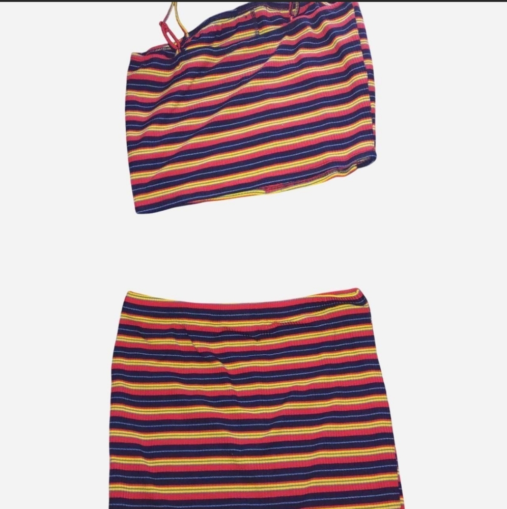 Rainbow Striped Ribbed Skirt Set - Picture 3 of 12